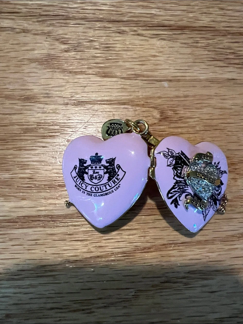 Juicy Couture Pink Heart Locket Necklace with Gold-Tone Accents - Picture 3 of 7